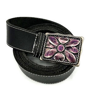 nbel belt with Purple Enamel Floral Buckle